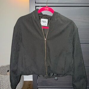 Zara bubble hem hooded jacket